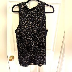 Black Sleeveless Lace Tank Top